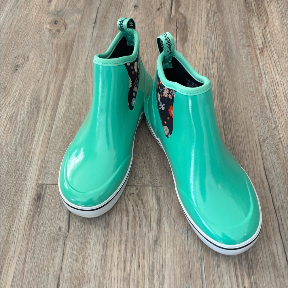 Hush Puppies Green Rain Boots Slip-On